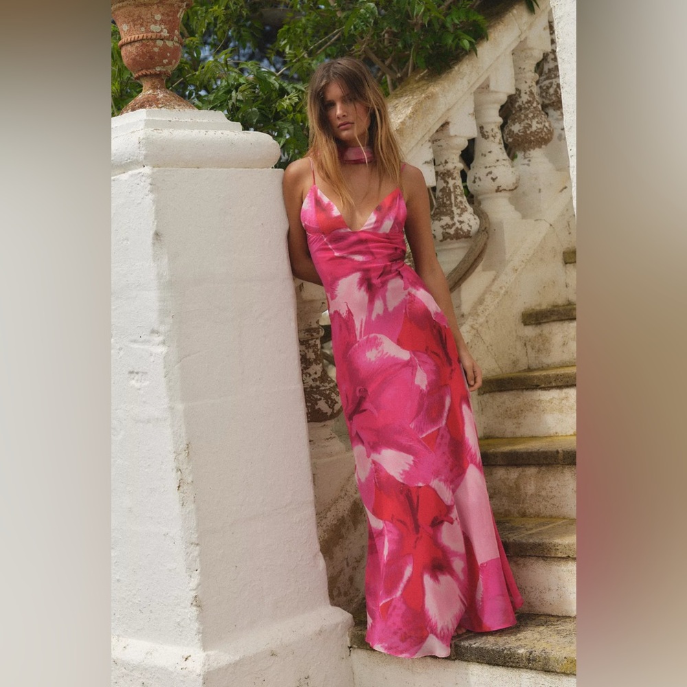 Zara Foulard print long dress